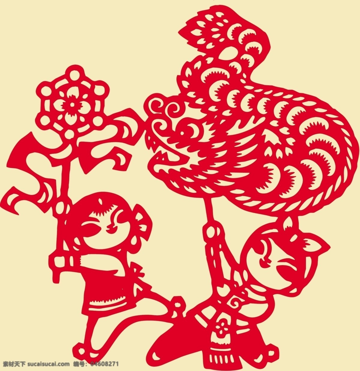 民俗文化 舞龙 剪纸 纹样 民俗 文化 绣球 舞蹈 汉族 传统剪纸 文化艺术 传统文化