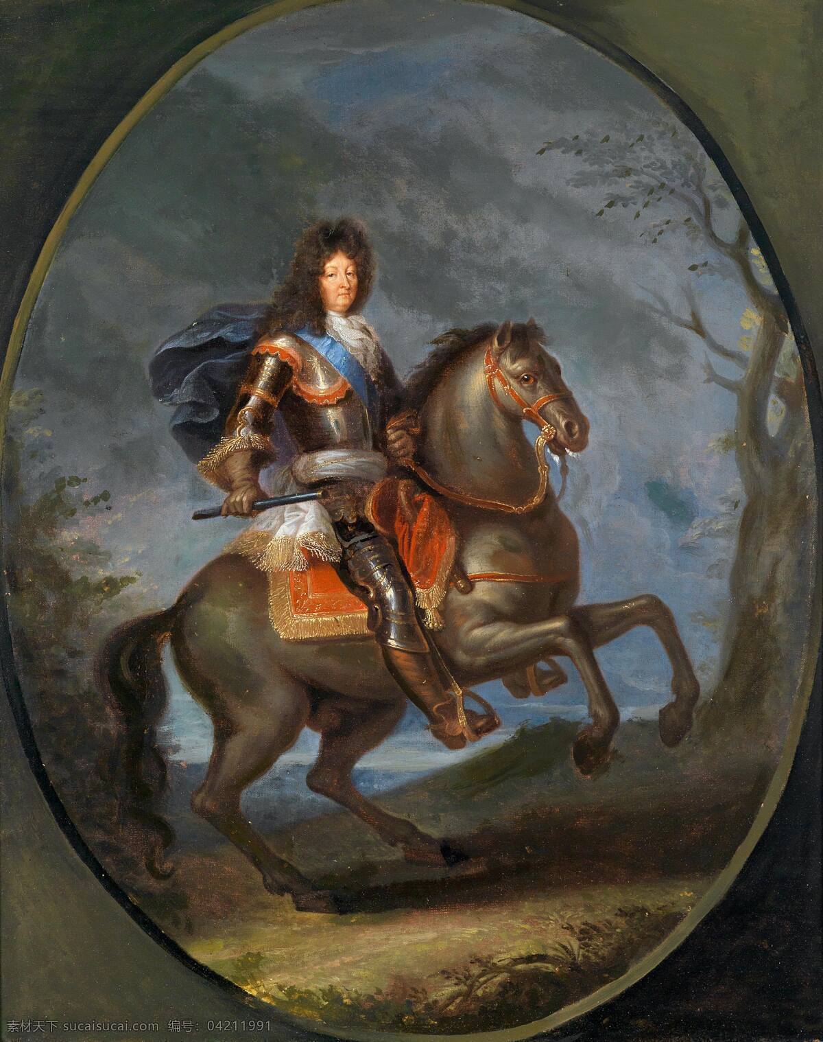 路易十四 设计素材 模板下载 法国国王 波旁王朝 太阳王 路易十三长子 骑马像 古典油画 油画 绘画书法 文化艺术 黑色