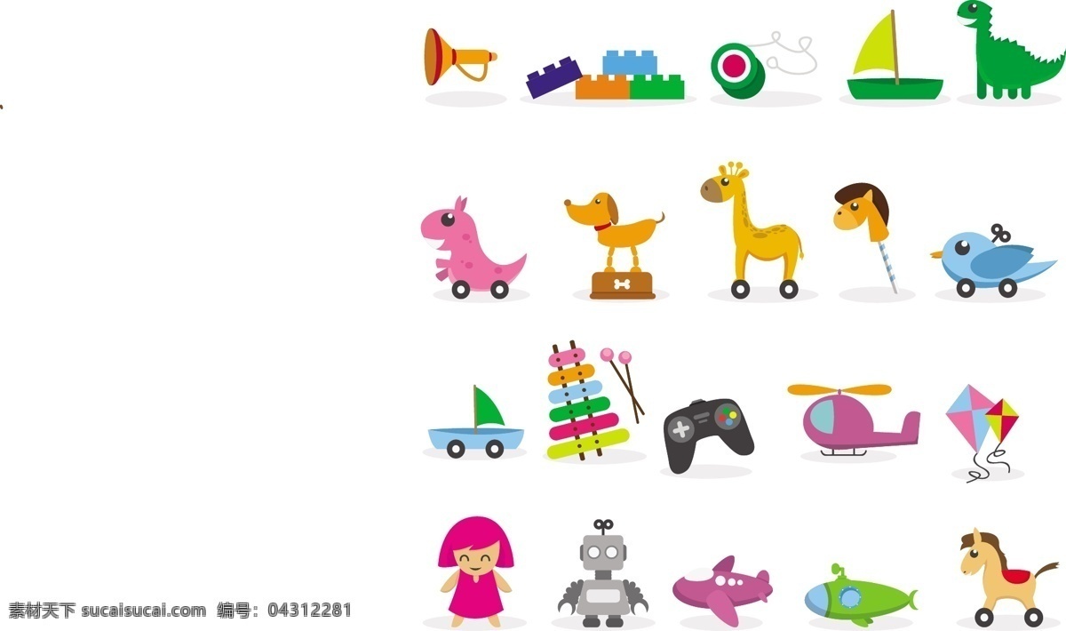 幼儿玩具 汽车 婴儿 儿童 图标 卡通 可爱 孩子 熊 五颜六色 马 人 火车 游戏 机器人 玩具 球