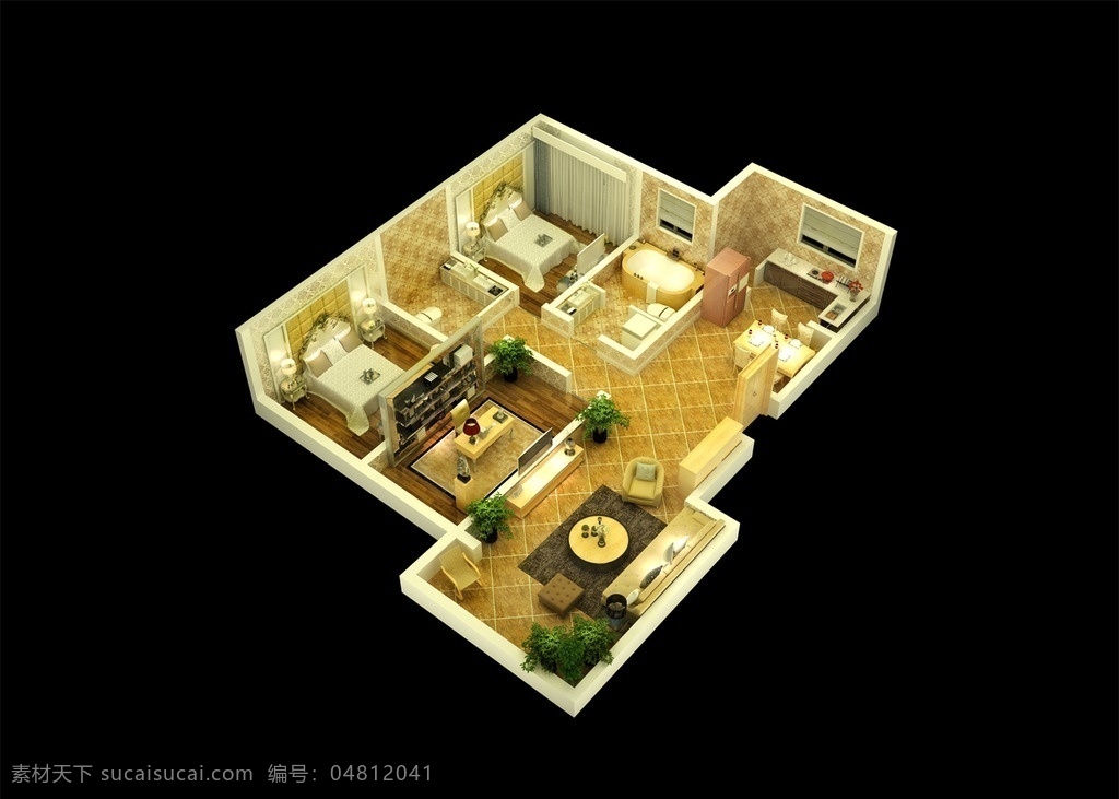 房地产 3d 户型 模型 剖面图 3d户型 家装 3d设计 室内模型 max