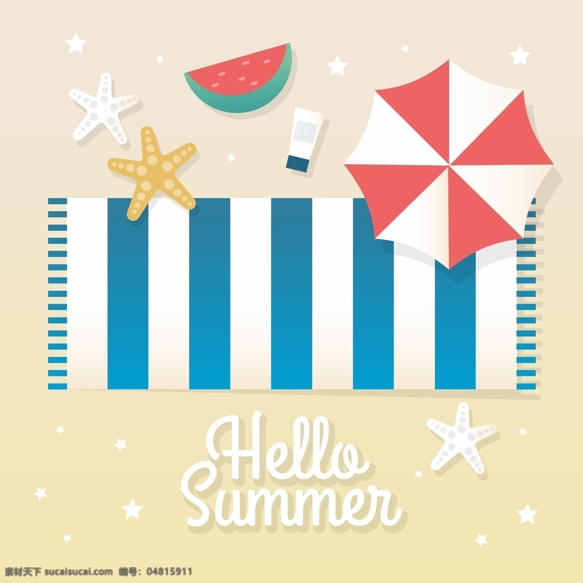 夏季 背景 矢量图 夏日 阳光 海滩 海浪 清凉 清爽 饮料 玩具 雪糕 太阳伞 西瓜 海星