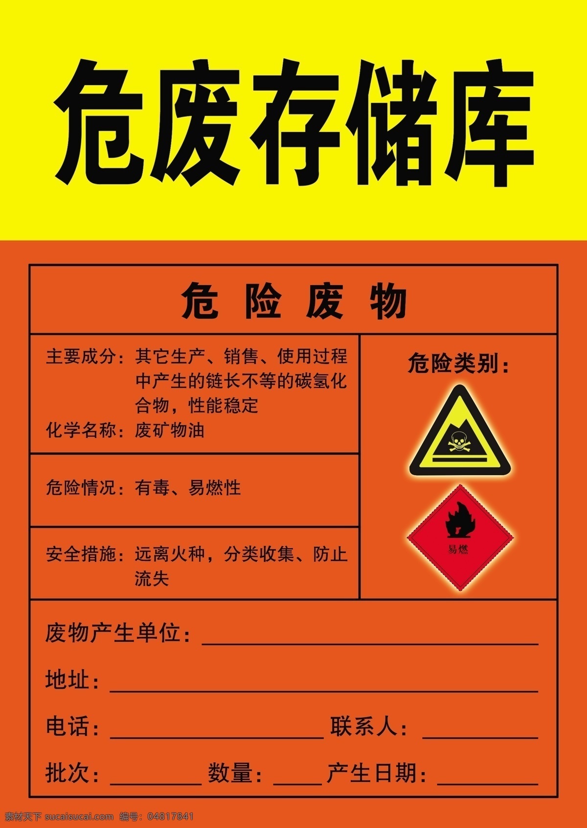 危废存储库 危险废物牌 危险 废物 危险类别 分类收集 有毒标签 骷髅标识 易燃标识 标志 告知 牌 警示 分层