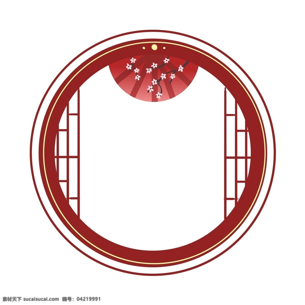 折扇 红色 中 国风 边框 中国风边框 圆形边框 新年 热闹 扇子 梅花图案 中国线条屏风 喜气洋洋