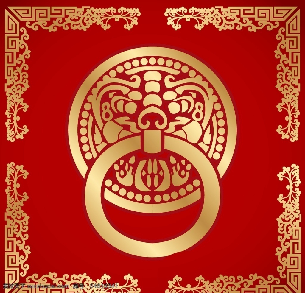 中式古典底纹 门 中式 古典 底纹 印章 盖印 传统 矢量 圆形 图案 喜庆 吉祥 如意 万字图