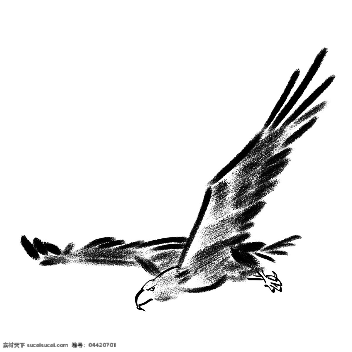 水墨 老鹰 飞翔 插画 鹰 飞翔的老鹰 企业精神 鸟 动物 秃鹫 中国风 墨迹 水墨插画