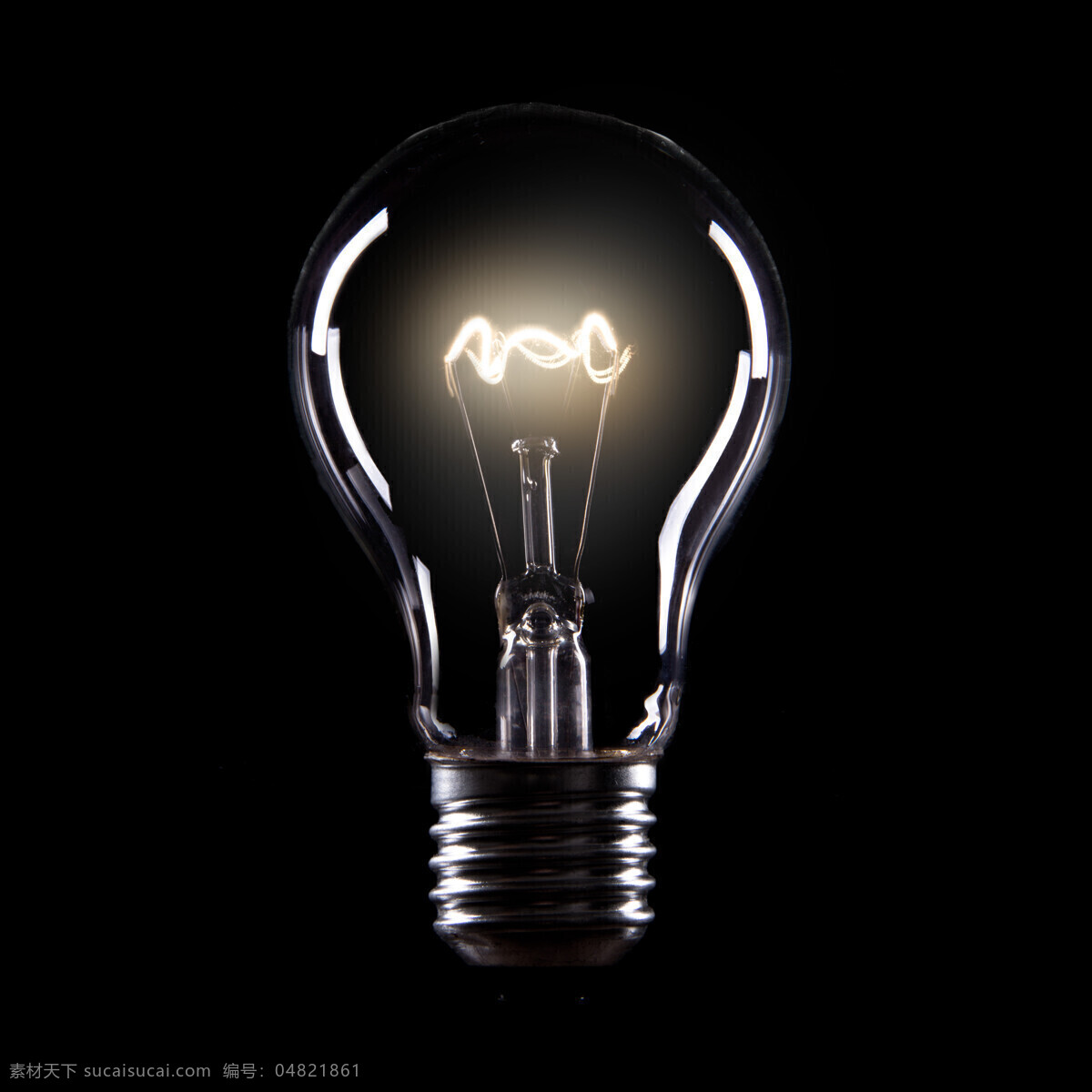 发光的灯炮 灯炮 节能灯 家用电器 节能 环保 科技 其他类别 生活百科 黑色