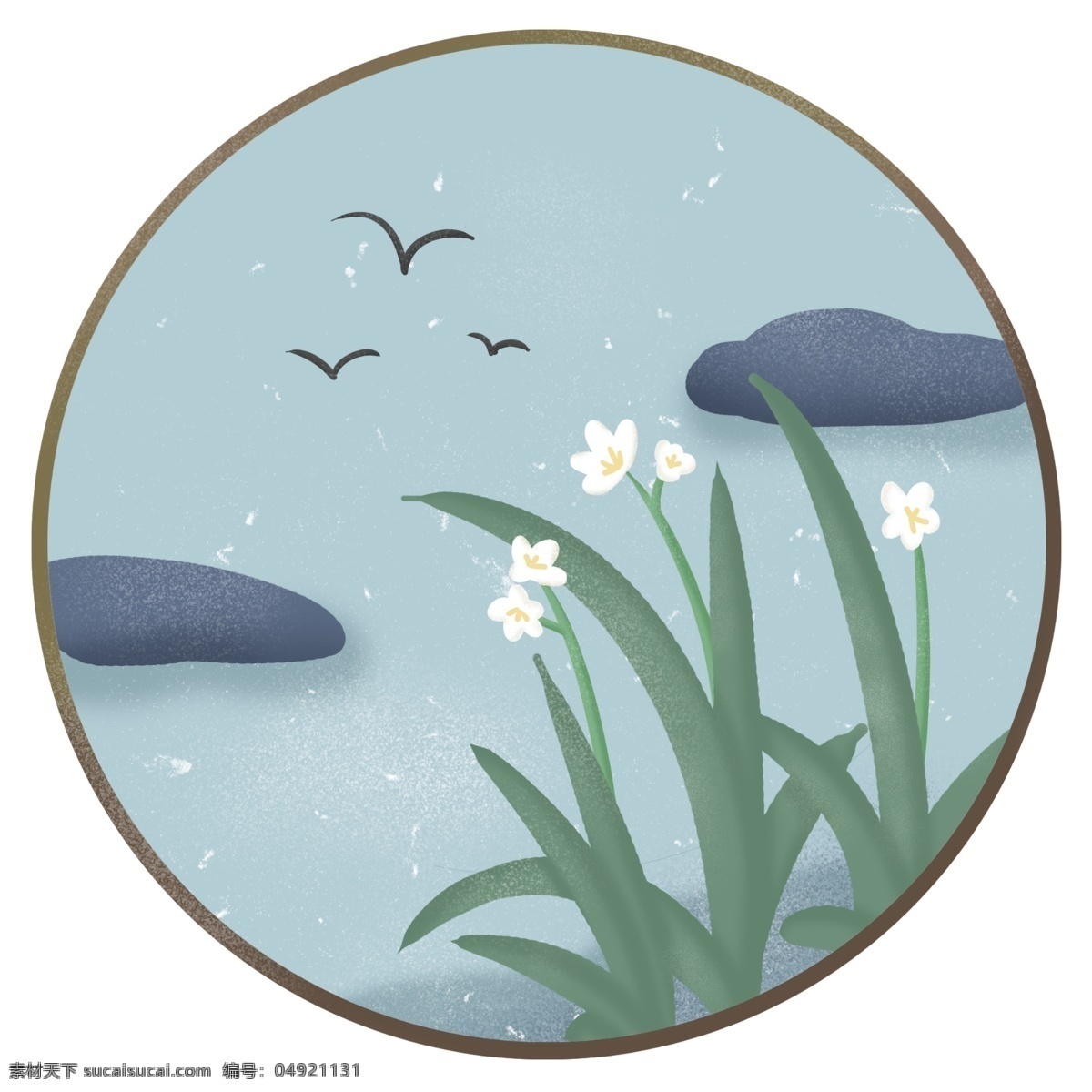 冬天 冬季 植物 水仙花 冬日 水仙 花 绿植 腊月 12月 寒冷 装饰 圆 河流 石头 大雁 绿色 河水 蓝色 清冷