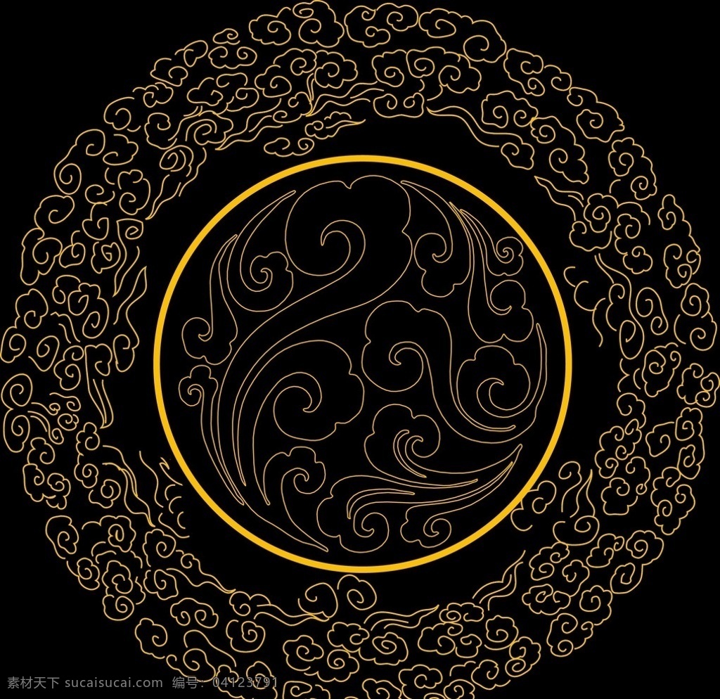 古典花纹圆形 传统 边框 图案 吉祥 文化 分层