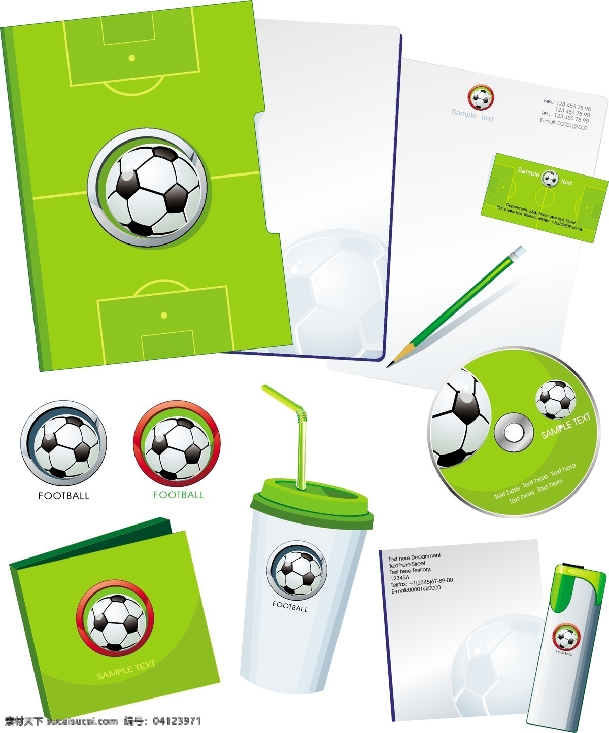 足球 主题 矢量 cd vi 光盘 画册 矢量素材 世界杯 文件夹 信封 足球场 矢量图 其他矢量图