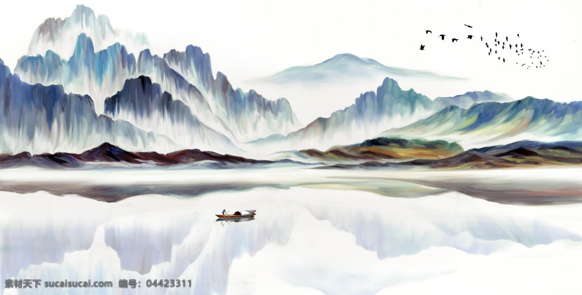 山水 水墨山水画 意境山水画 雾