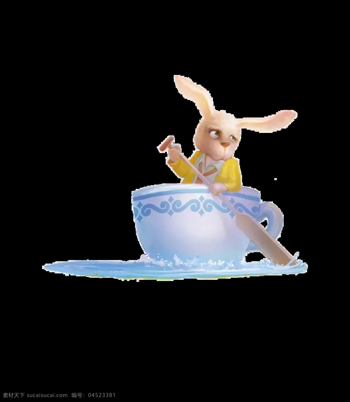 蓝色 缸 里 的卡 通 兔 图案 元素 彩色装饰 卡通兔 设计元素 水缸 兔子 唯美装饰