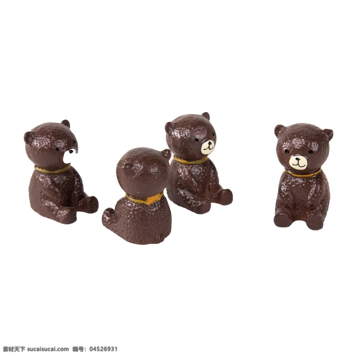 四 只 棕色 小 熊 免 抠 四只棕色小熊 坐 可爱摆件 可爱棕色小熊 可爱熊免抠