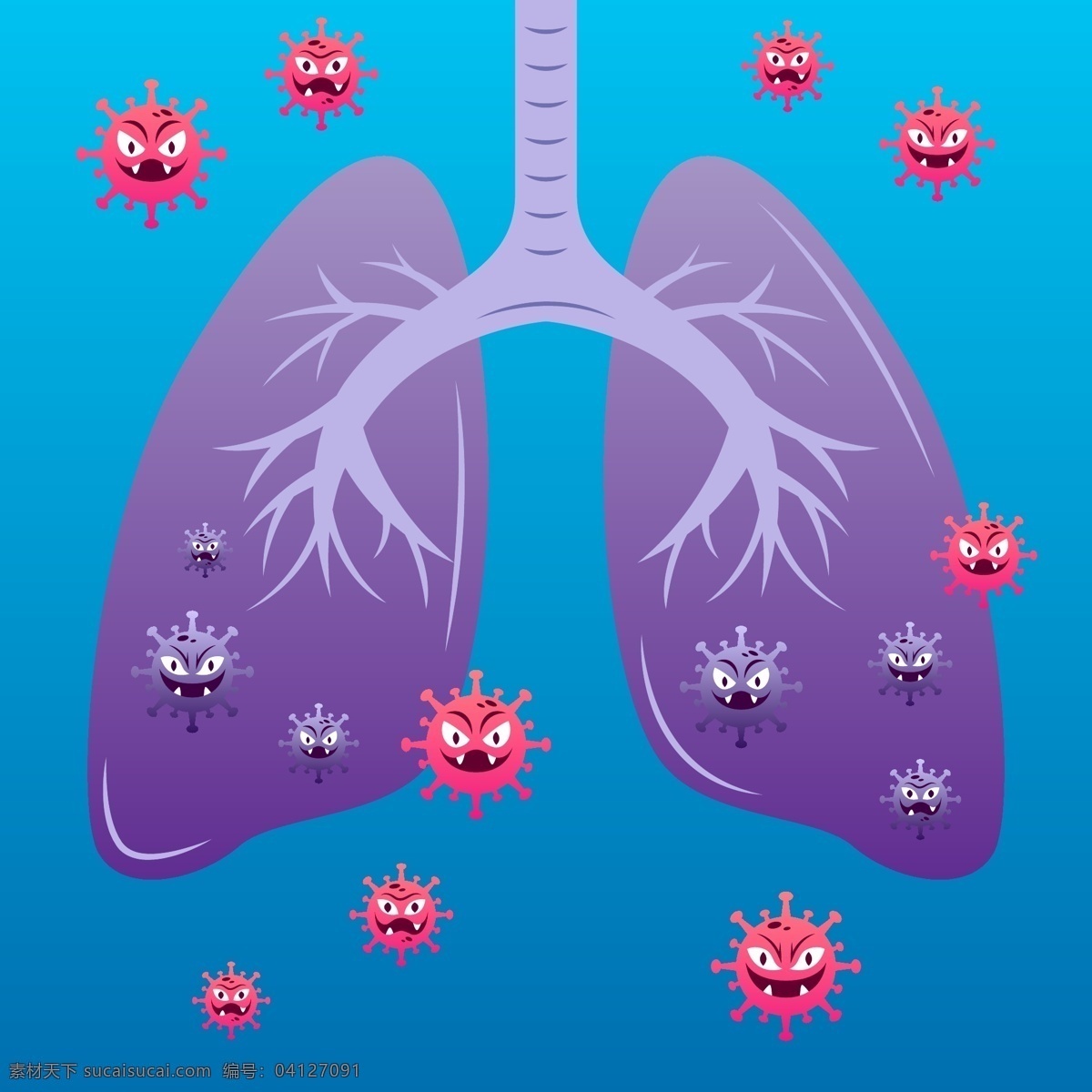 病毒 攻击 肺部 创意 新冠肺炎 矢量图 矢量 高清图片