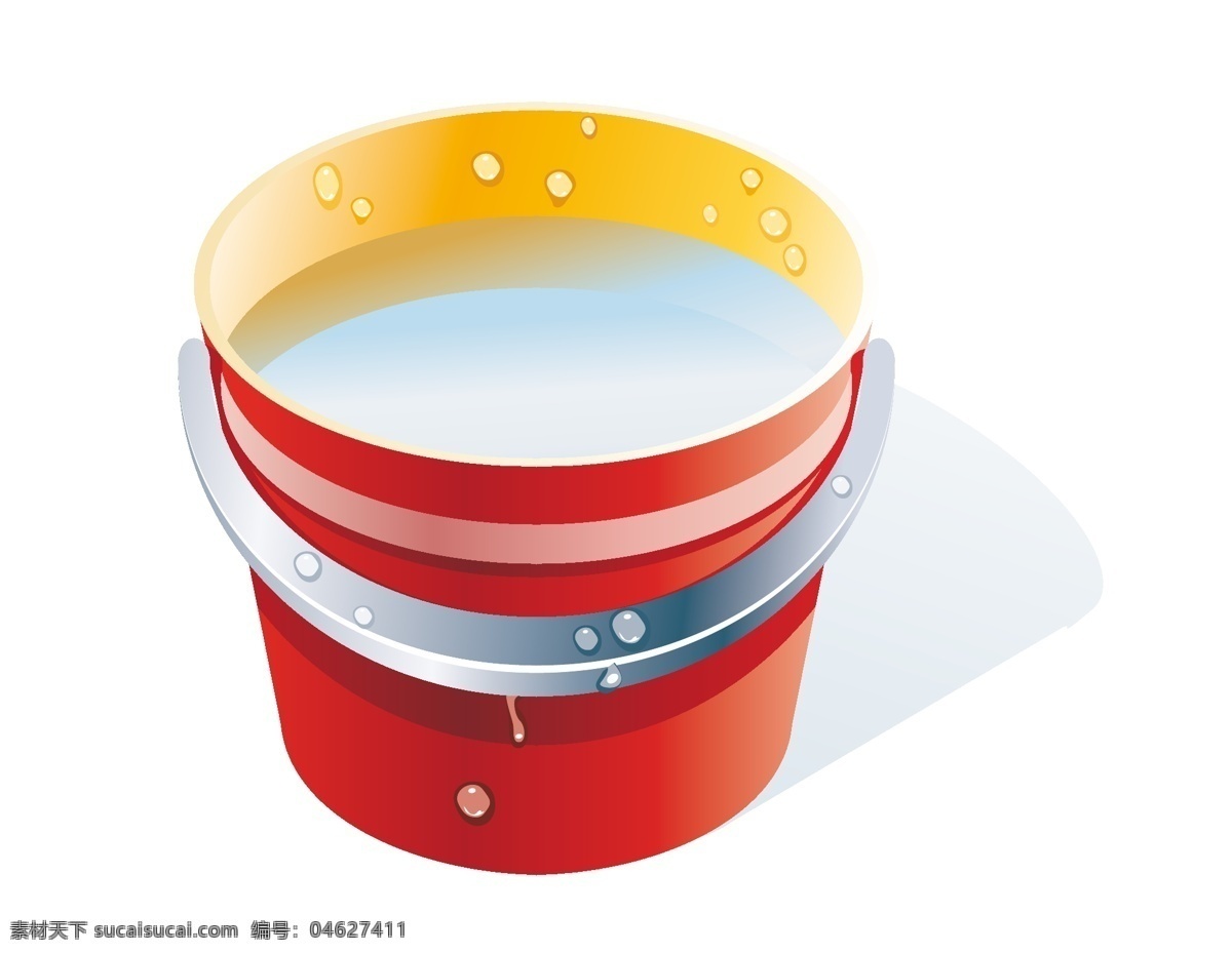 卡通 红色 水桶 元素 清洁 打扫卫生 水珠 矢量元素 手绘 红色水桶 ai元素