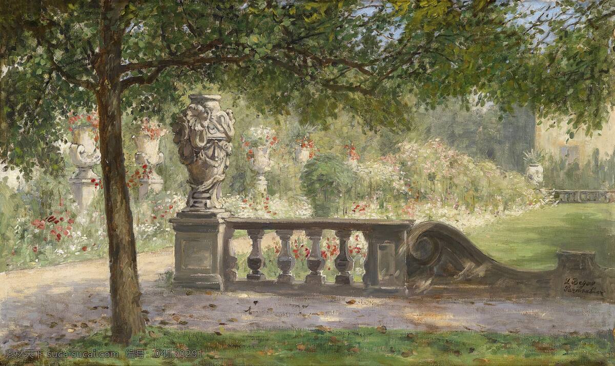 绘画书法 文化艺术 油画 米拉贝尔公园 路易斯 贝加 斯帕尔 芒 捷 作品 奥地利画家 晚年 生活 柏林 1850年 1920年 19世纪油画 家居装饰素材