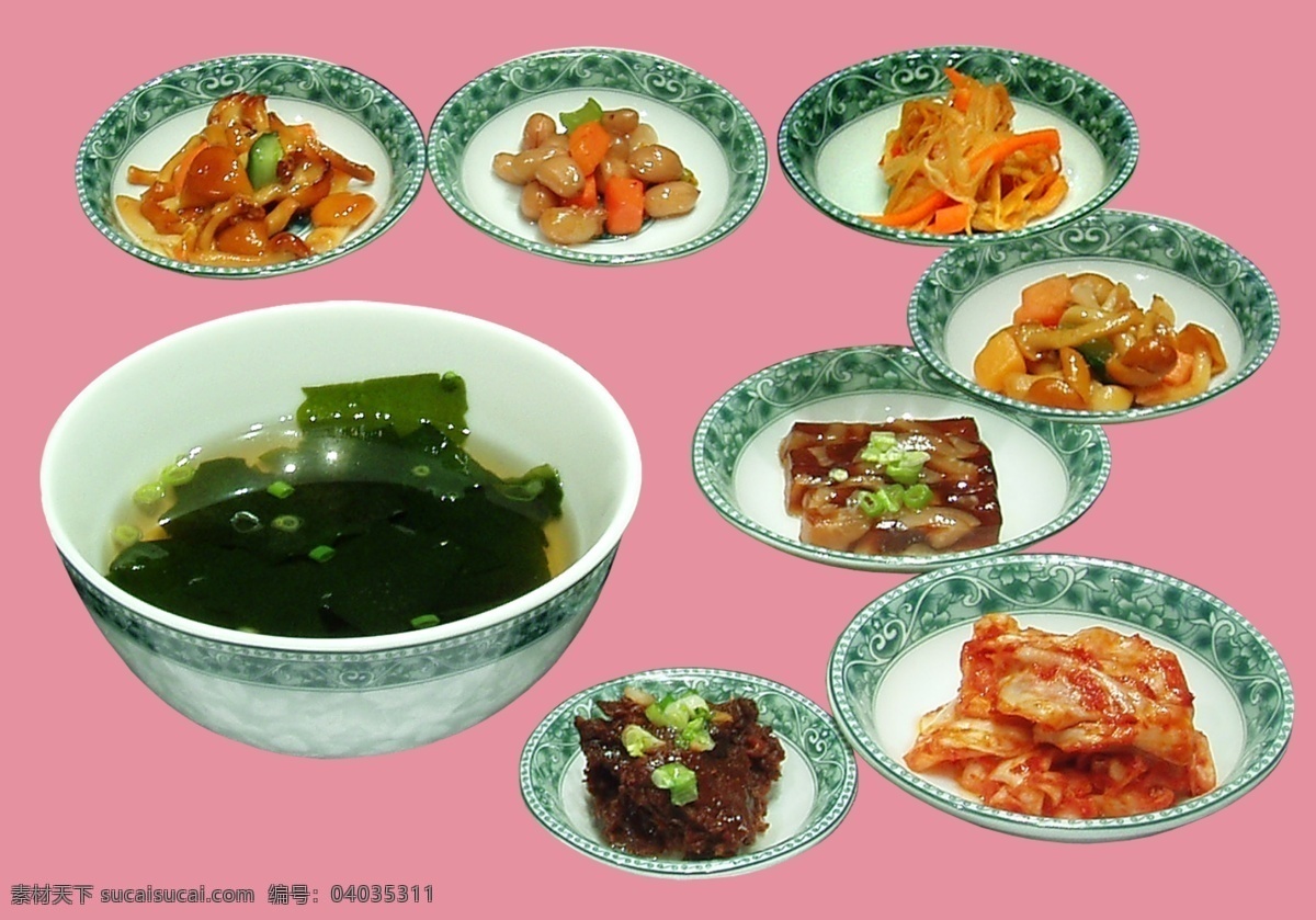 赠送小菜和汤 韩餐 朝鲜族风味 韩国风味 泡菜 小菜 海带汤 免费小菜 菜单菜谱 广告设计模板 源文件