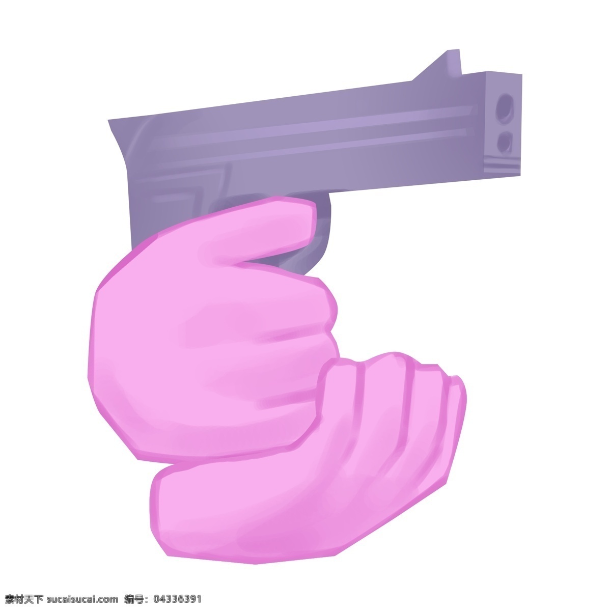 手枪 上膛 手势 插画 粉色的双手 卡通插画 手势插画 比划手势 细长手指 长长的手指 灰色的手枪
