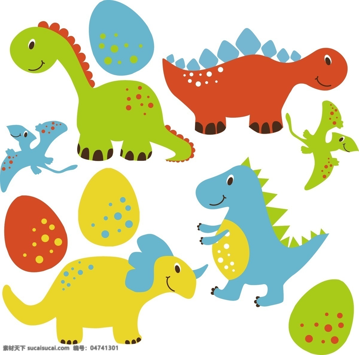 手绘卡通恐龙 婴儿 动物 卡通 绘制 可爱 怪物 恐龙 搞笑 取材 野生