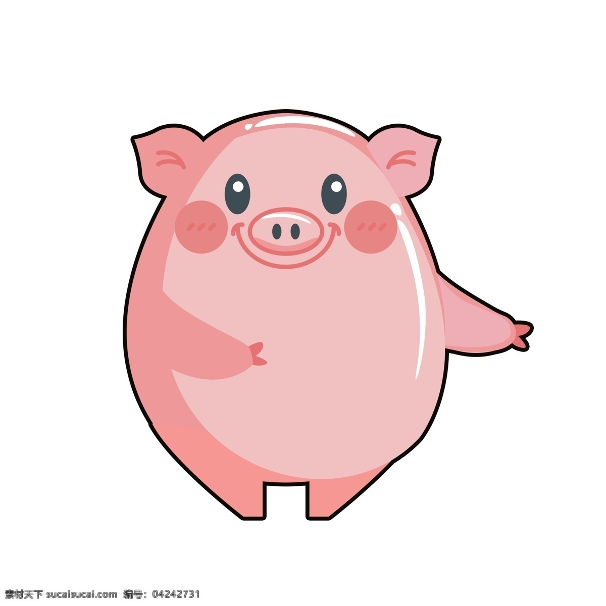 可爱 猪 粉色 圆 装饰 简约 卡通 元素