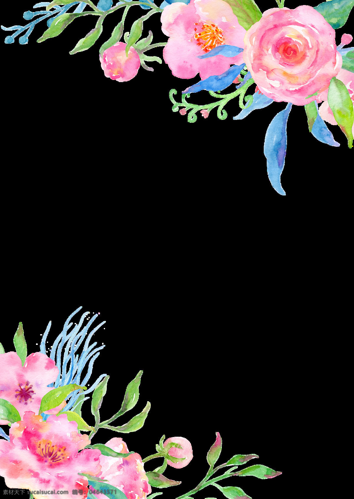 朴实 粉色 花卉 卡通 透明 装饰 设计素材 背景素材