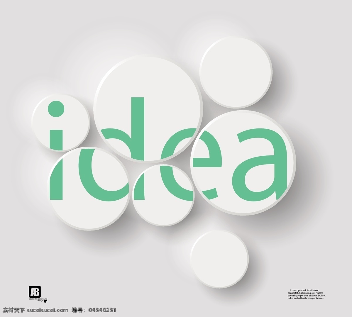 idea 字母 立体 背景 圆圈 立体背景 立体圆圈 书画文字 文化艺术 矢量素材 白色