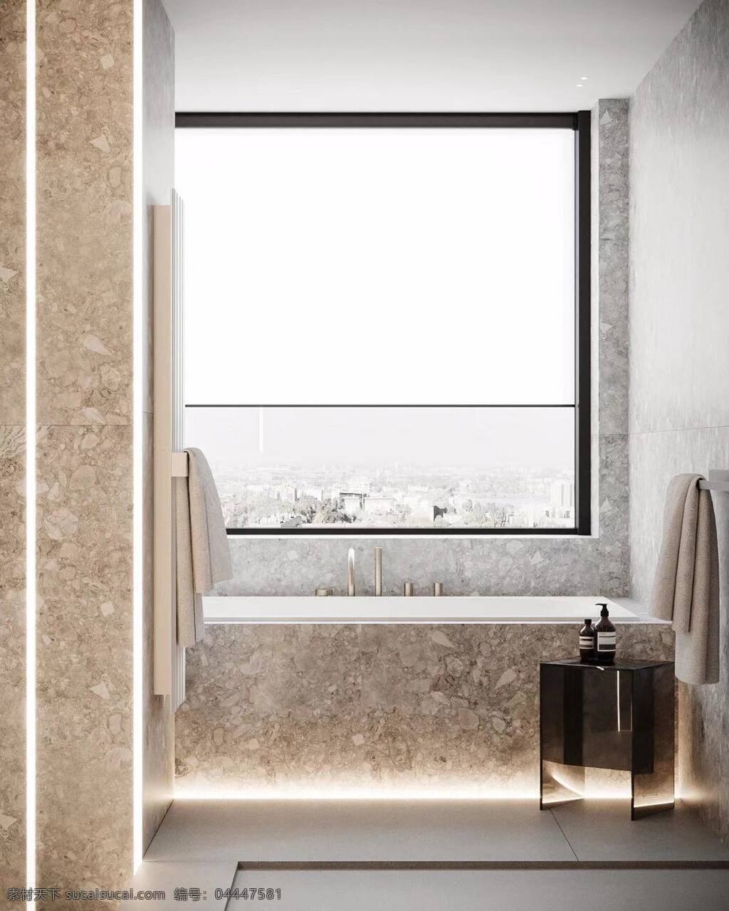 浴室 卫生间 浴缸 窗户 卫生间效果图 卫生间的设计 简约 现代 淋浴房 时尚 3d设计