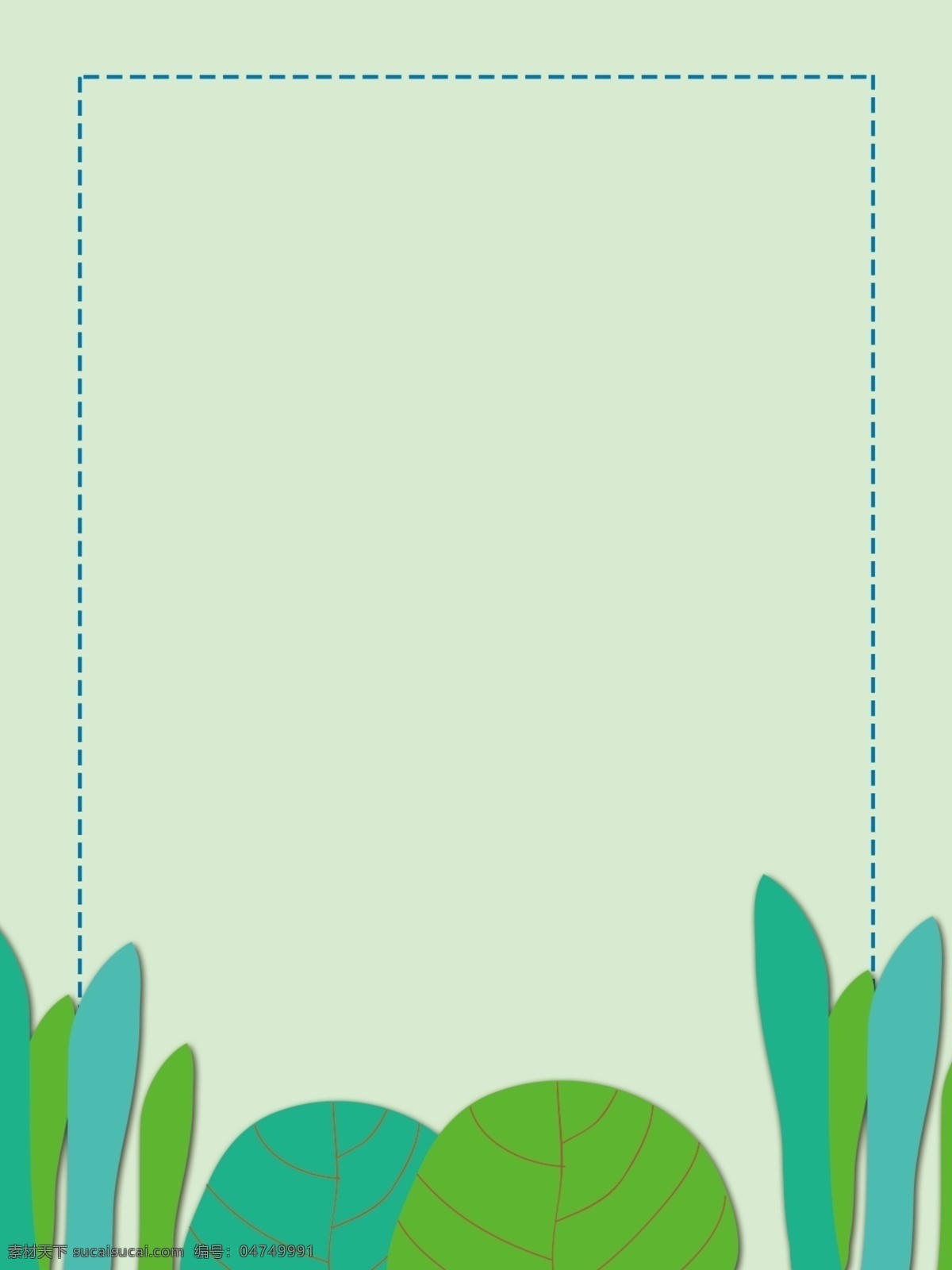 绿色 树叶 虚线 边框 背景 图 背景图
