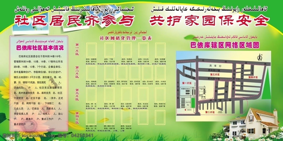 广告设计模板 绿色 平面图 源文件 展板 展板模板 巴依 库 社区 模板下载 治何委员会 社区建设 社区管理 社区新型 其他展板设计