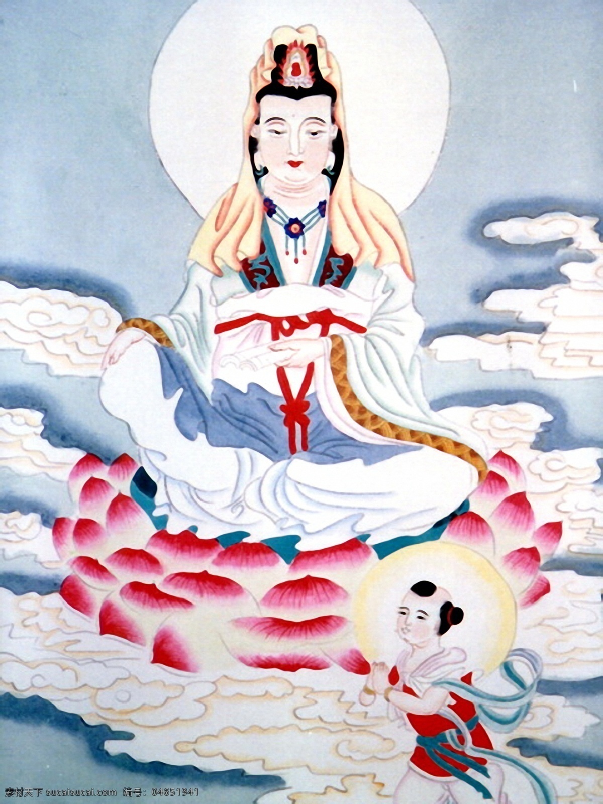 观音佛像 手绘仙佛 佛教文化 中国画 设计素材 神仙佛像 中国画篇 书画美术 白色