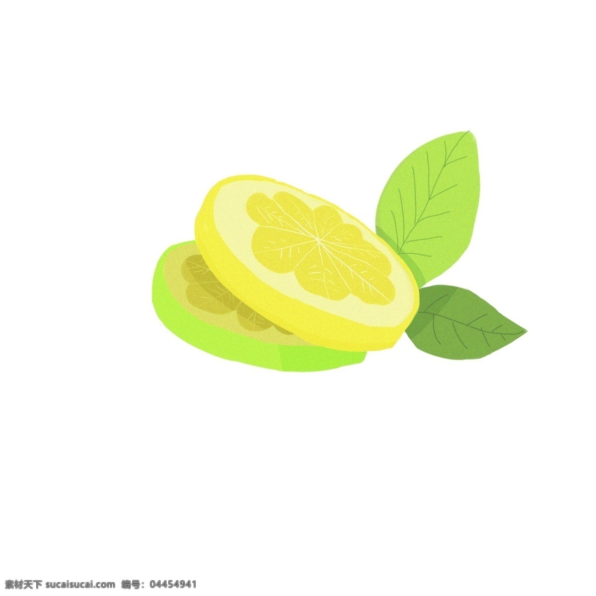 柠檬片黄 黄色 柠檬 可爱 清新 水果 手绘