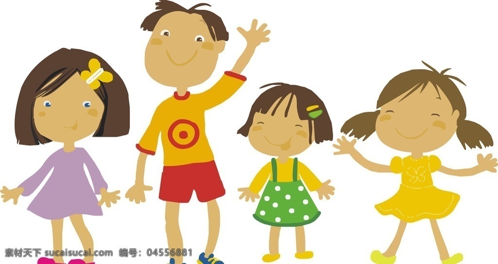 卡通人物 矢量 一家人 卡通 人物 小孩 温暖 招手 幼儿园 牵手 幸福 儿童幼儿 人物图库