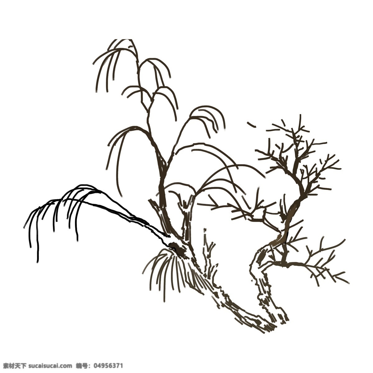 手绘 冬季 树木 卡通 透明 树枝 小树 水彩 叶子 浪漫 唯美 清雅 装饰图案