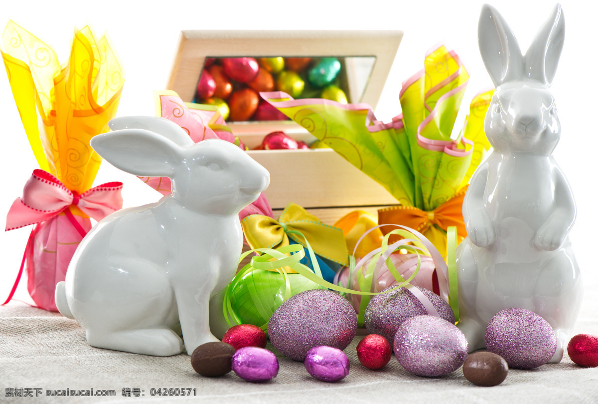 兔子 复活节 彩蛋 礼物 复活节彩蛋 复活节礼物 丝带 花草树木 生物世界