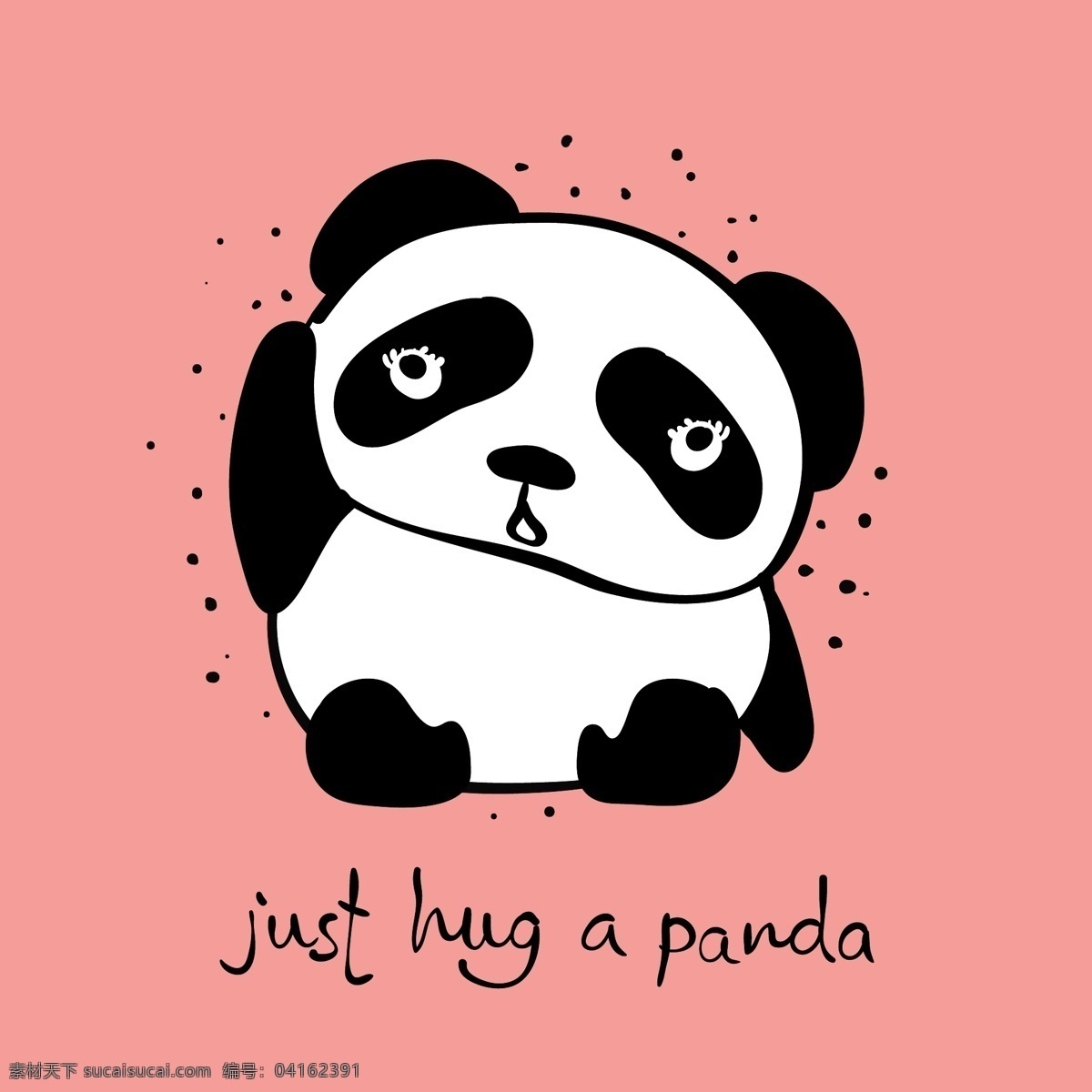 疑惑 熊猫 卡通 动物 粉色 黑白 平面素材 设计素材 生活 矢量素材 温暖 艺术