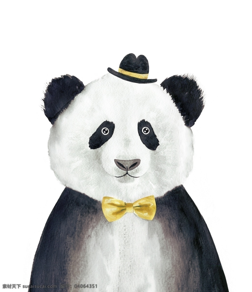 可爱 大熊猫 装饰画 黑白 童真 动物 卡通 手绘 线描