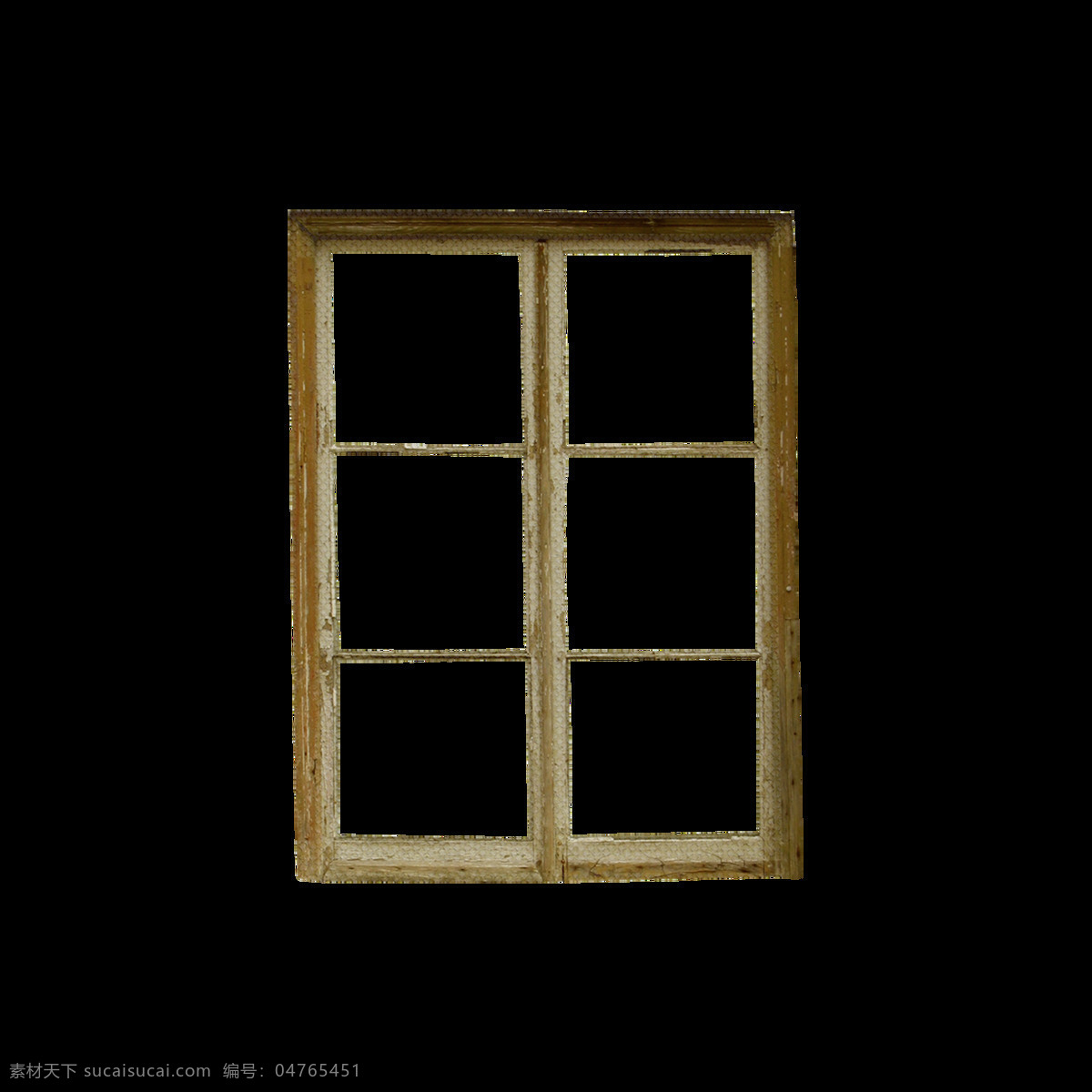 手绘 木质 窗户 元素 褐色 田字 格子