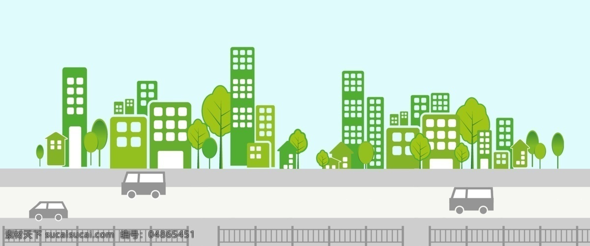 矢量 扁平 卡 通风 绿色环保 城市 卡通风 绿色 环保 节能 绿色出行 背景
