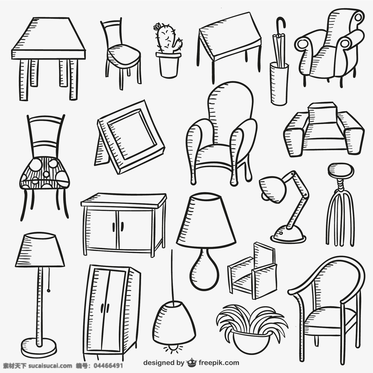 日常家具收藏 房子 家庭 家具 灯具 素描 椅子 沙发 抽纱 衣柜 收藏