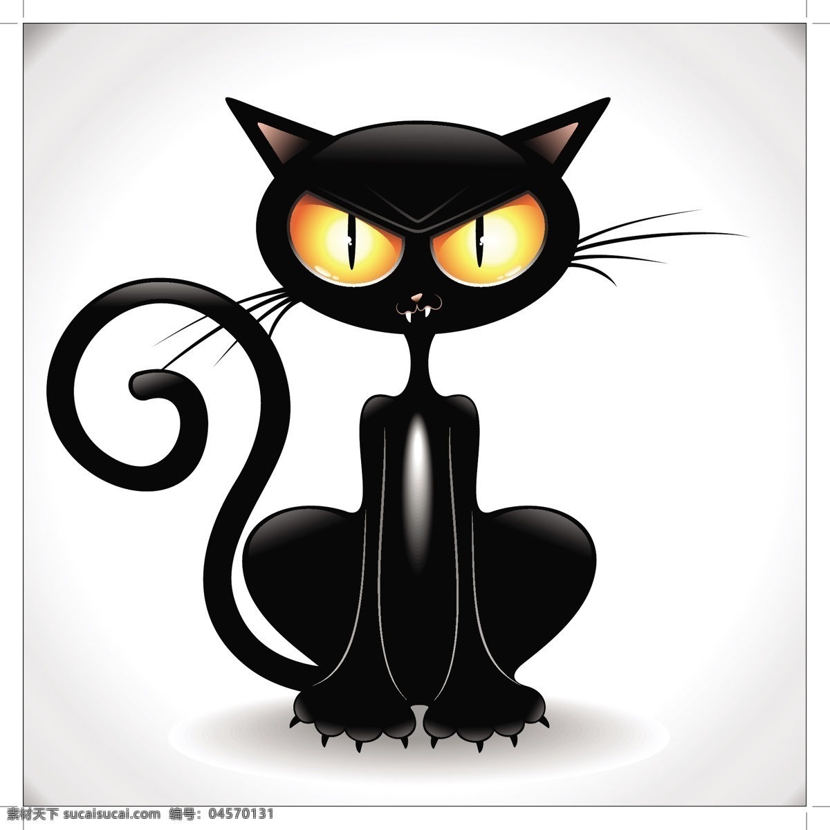 黑猫 卡通 动物 矢量图 白色