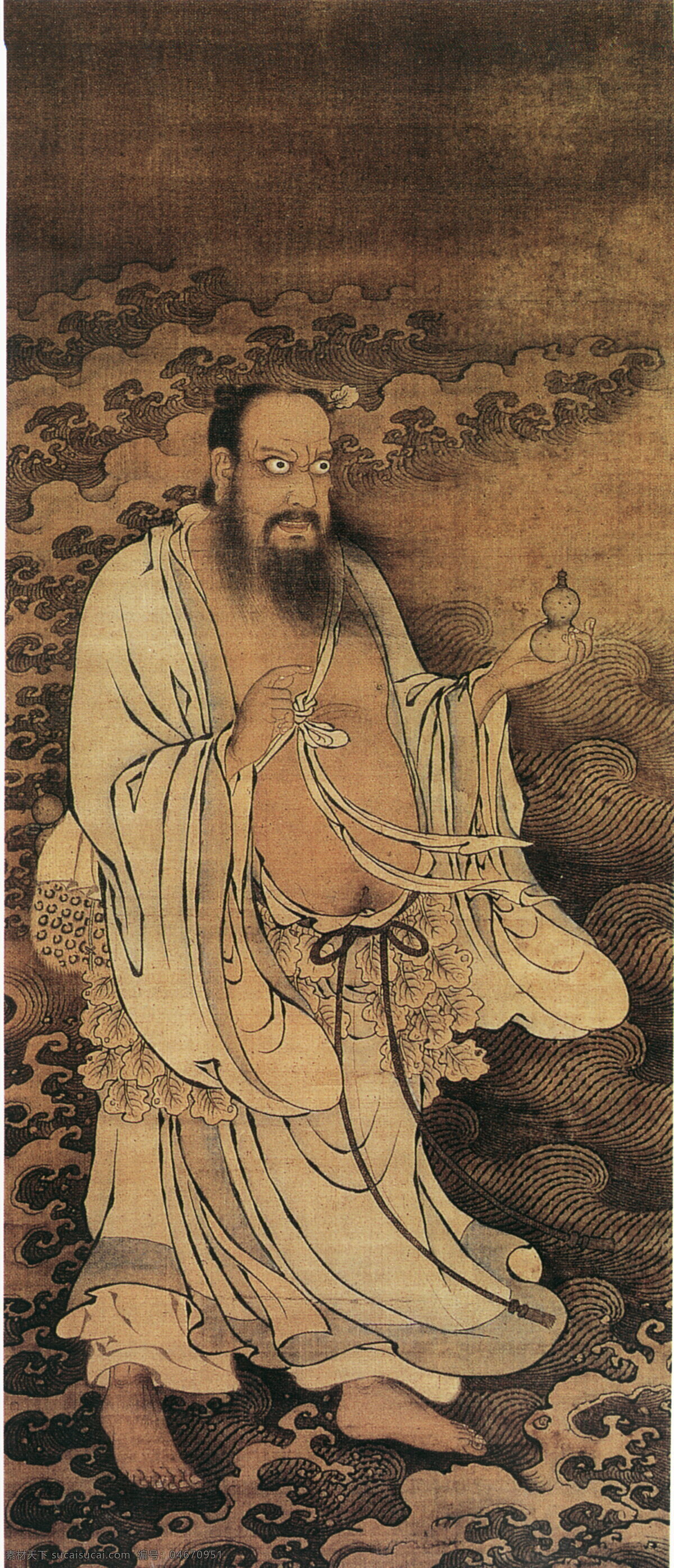 汉 钟离 汉钟离像 神仙佛像 中国古画 设计素材 古典藏画 书画美术 黑色