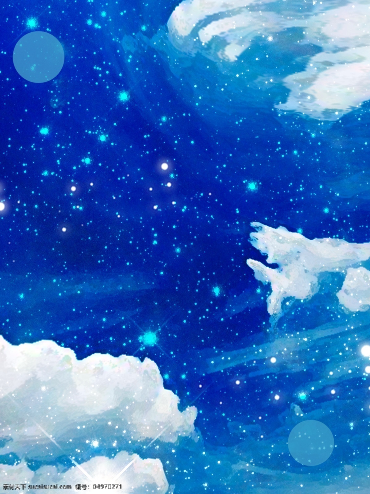 唯美 蓝色 夜空 柔 色 天空 云彩 星光 背景 柔色