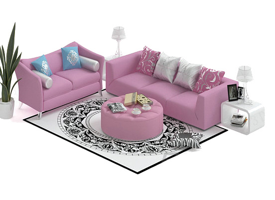 沙发 茶几 组合 免费 下 载 3d模 型 抱枕 软包 沙发茶几组合 3d模型 边几 三人沙发 双人沙发 ma x max 白色