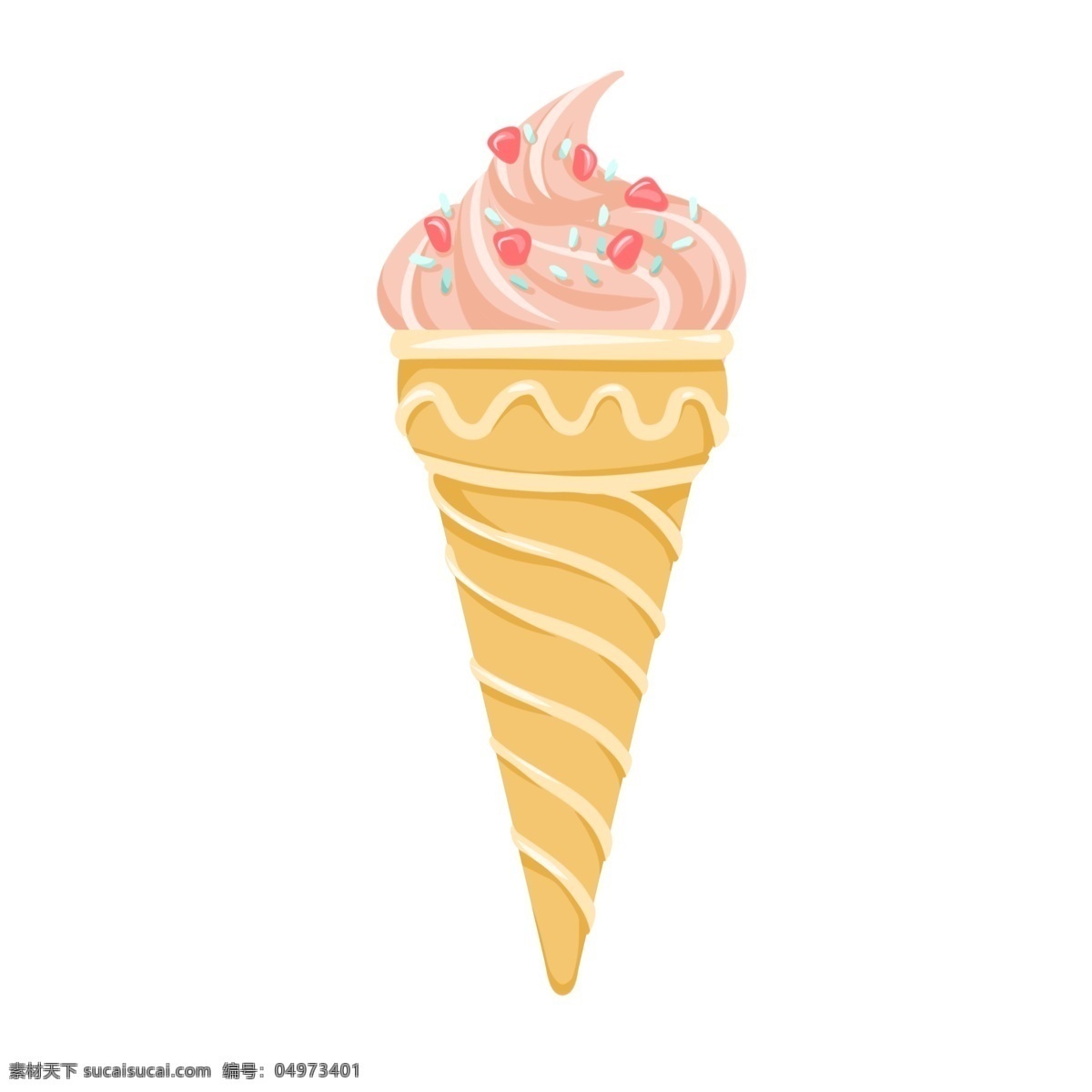 粉色 可爱 甜甜 筒 冰激凌 甜品 清爽 夏日 美味 可口