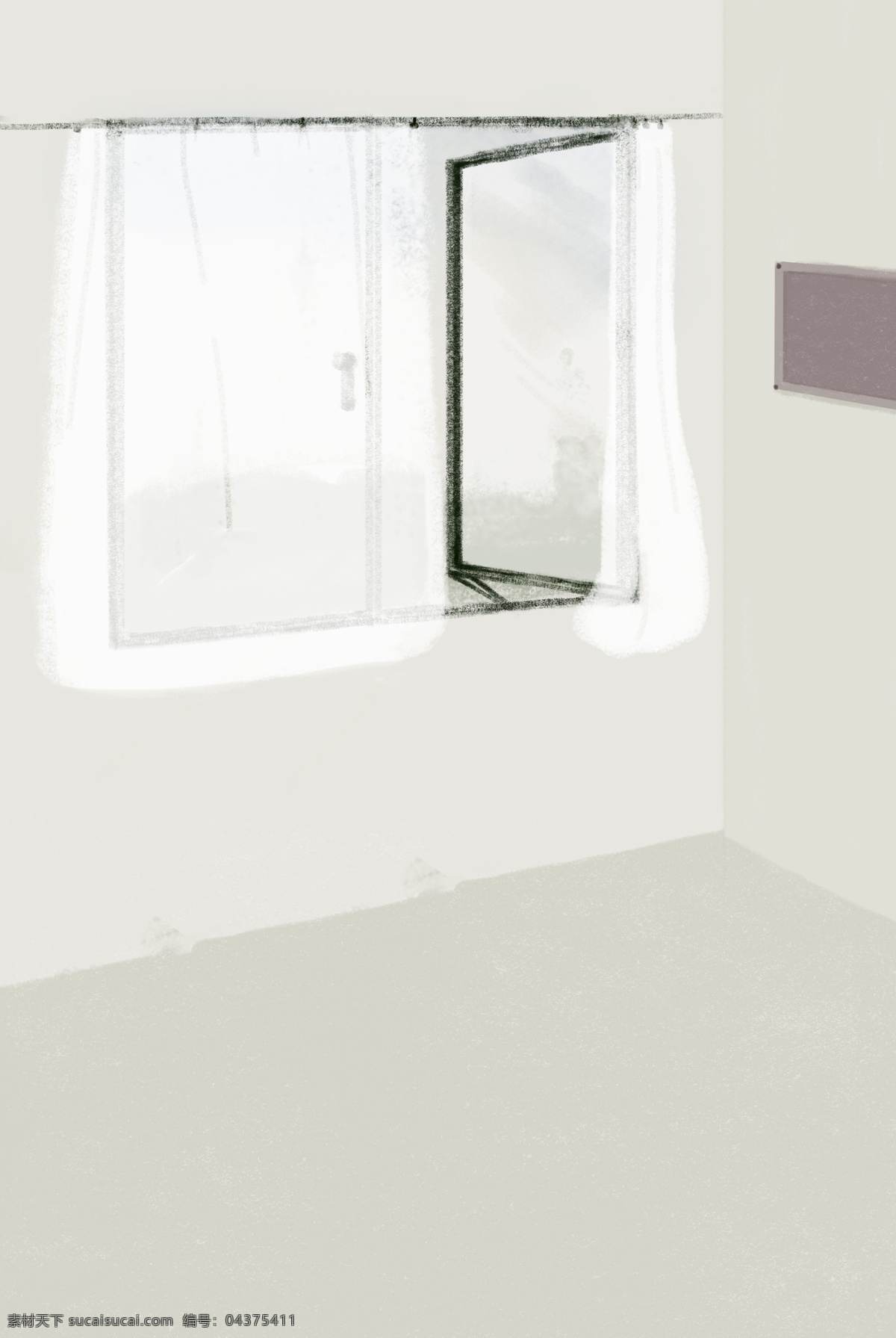 简约 文艺 室内 背景 屋内 玻璃窗 白纱窗户 墙画 清新