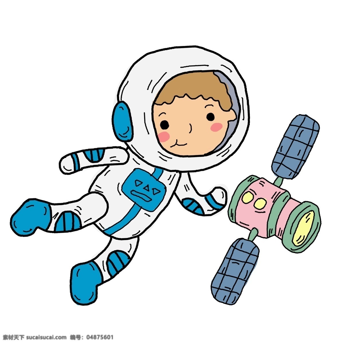 手绘 卡通 太空 宇航员 矢量 登月 月球 飞行器 天空 宇宙 男孩 飞行员 宇航员矢量