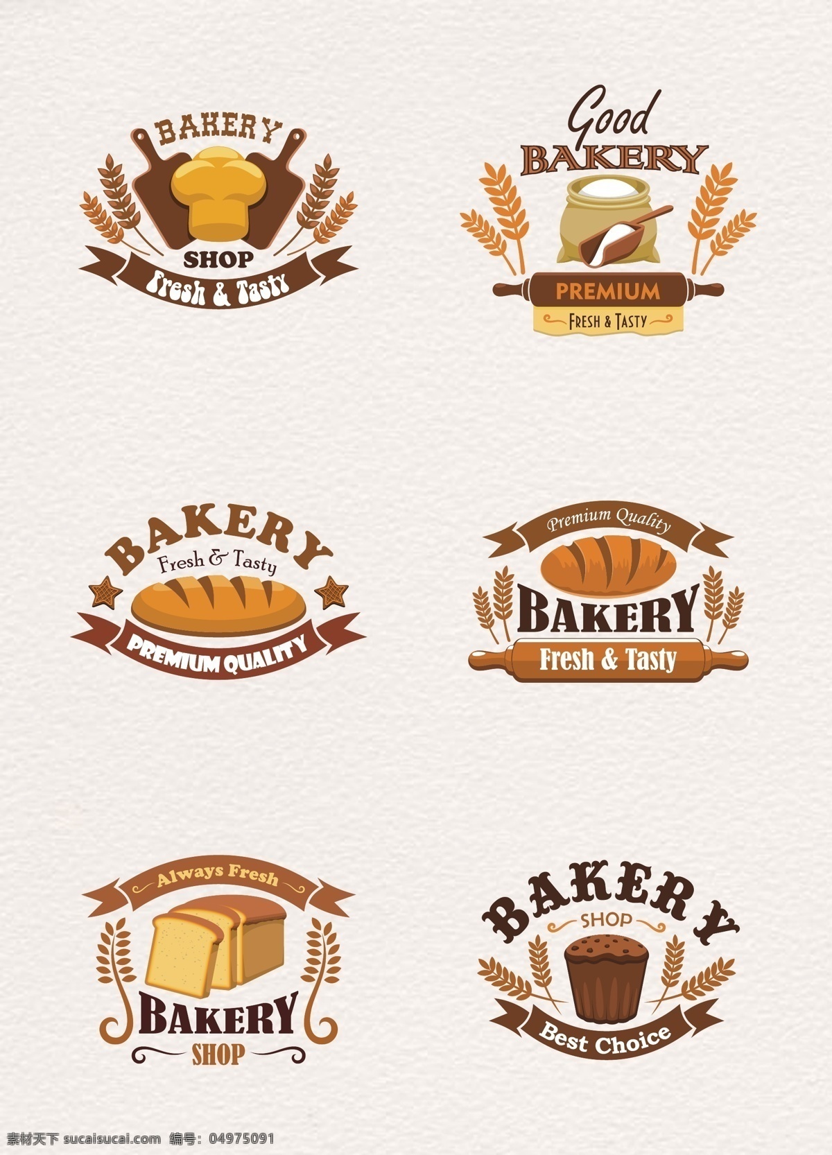 卡通 组 面包房 logo 标志 面包 蛋糕 矢量 吐司