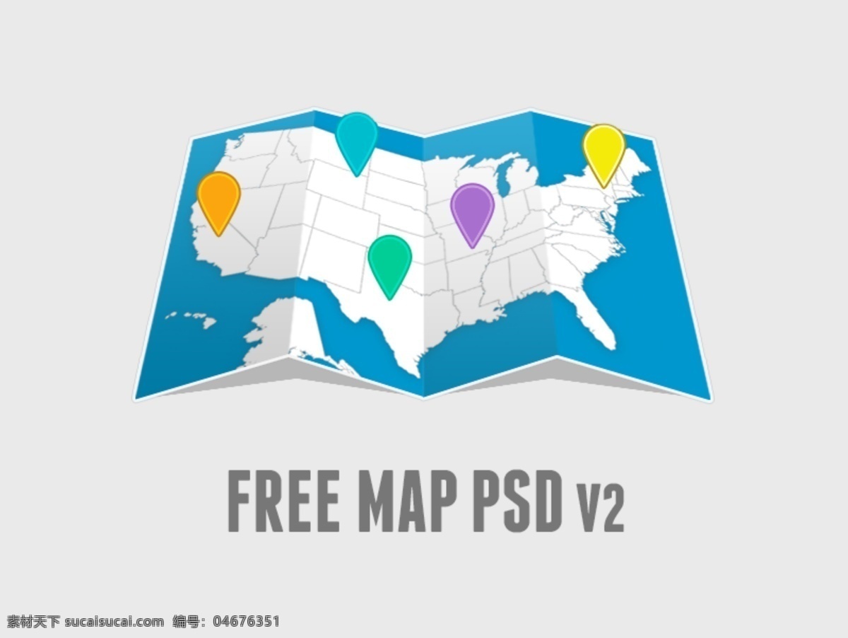 定位免费下载 地图 定位 折页地图 3d地图 定位系统 psd源文件