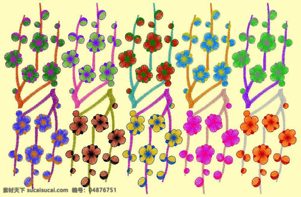 绣花免费下载 服装图案 花卉 家纺 梅花 绣花 优雅植物 面料图库 服装设计 图案花型