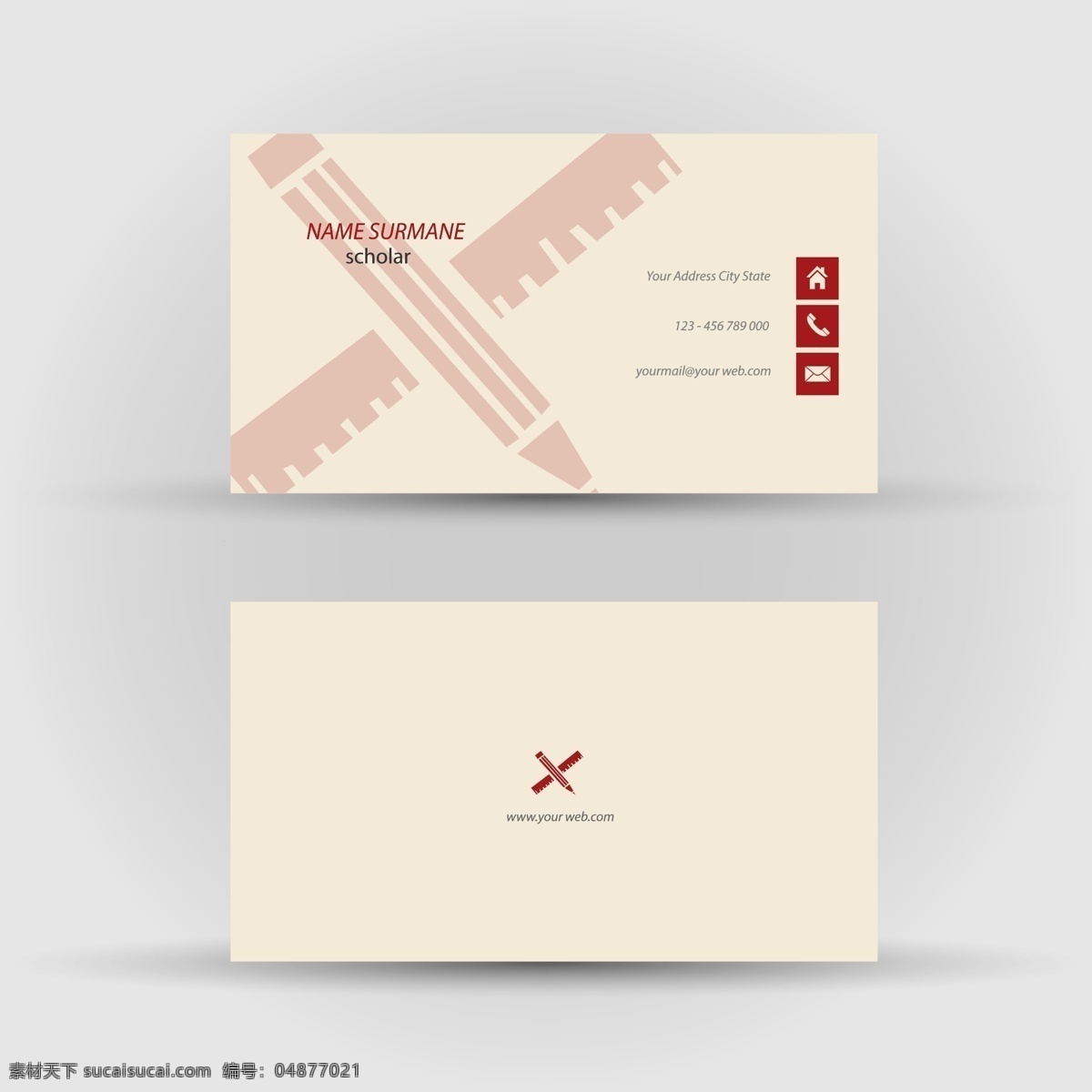 红色 铅笔 名片设计 模板下载 名片 卡片 商务名片 名片卡片 矢量素材 白色