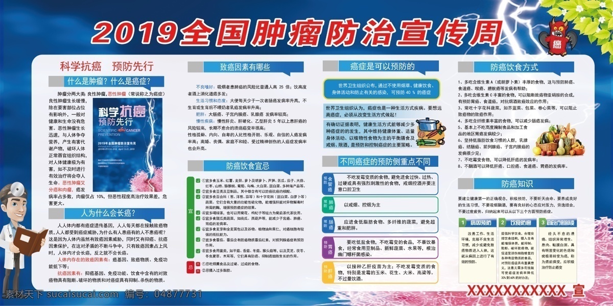 2019 防癌 宣传栏 预防癌症 全国肿瘤日 肿瘤防治展板 医院展板 肿瘤预防